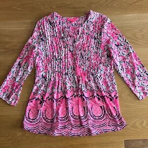 Lilly Pulitzer Pink Pineapple Marilina Patterned Tunic